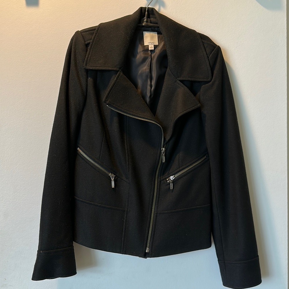 Halogen Asymmetrical Black Zip Blazer